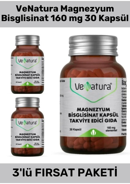 Magnezyum Bisglisinat 160 Mg 30 Kapsül - 3 Adet