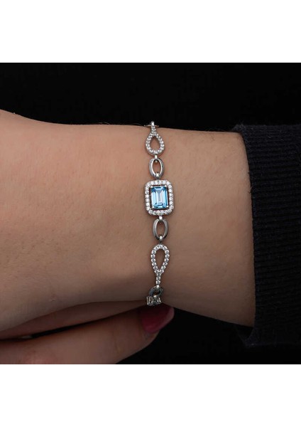 Gümüş Baget Turkuaz Taşlı Kadın Bileklik fiyatları