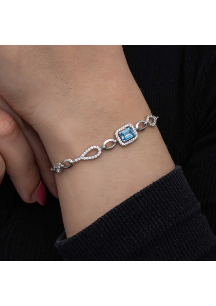 Gümüş Baget Turkuaz Taşlı Kadın Bileklik fırsatları