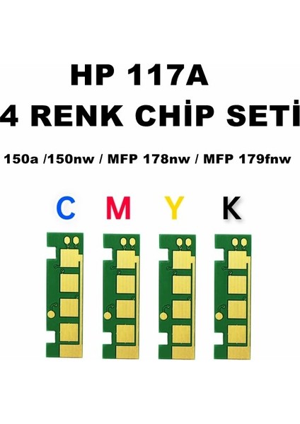 Hp 117A 4 Renk Bkcmy Toner Chip Seti 1.000 Sayfa