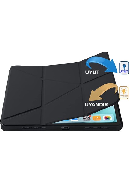 Samsung Galaxy P610 Tab S6 Lite 10.4 Kılıf Uyku Modlu Kalemlikli Kalem Bölmeli Zipax-Mars