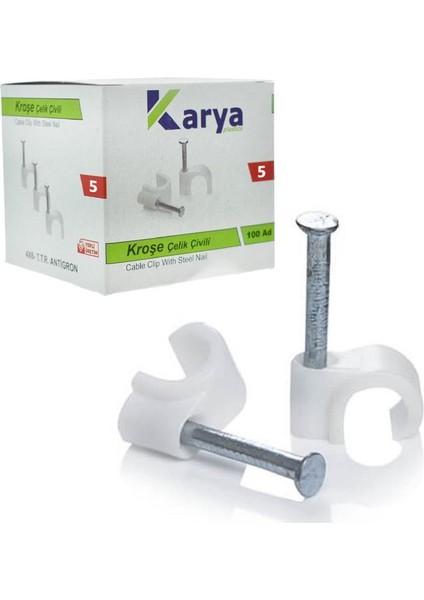 Kroşe 5 Numara 10 mm (2*4 - 4*4 Antigron Kablolar Için) 100LÜ Paket Karya (81)