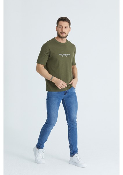 Gats Wear Ön Baskılı Oversize Bisiklet Yaka Tshirt