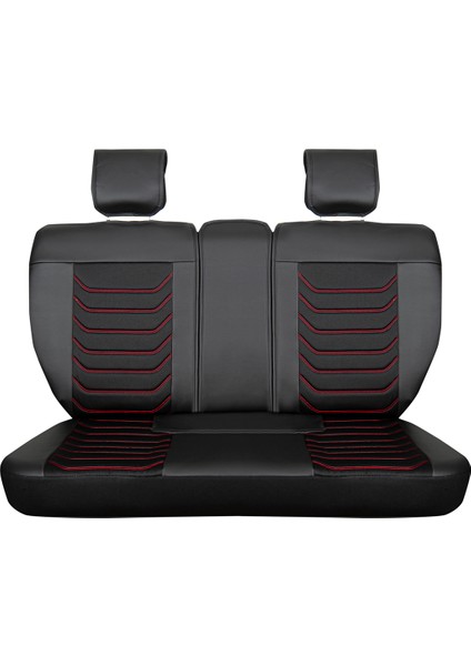 mercedes Cla Uyumlu Yarı Deri Oto Koltuk Kılıfı Ön/arka Set Asya Series (Siyah-Kırmızı)
