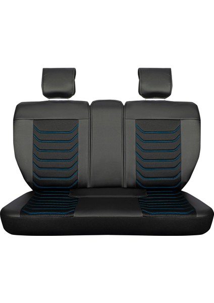 Fiat Egea Cross Uyumlu Yarı Deri Oto Koltuk Kılıfı Ön/arka Set Asya Series (Siyah-Mavi)