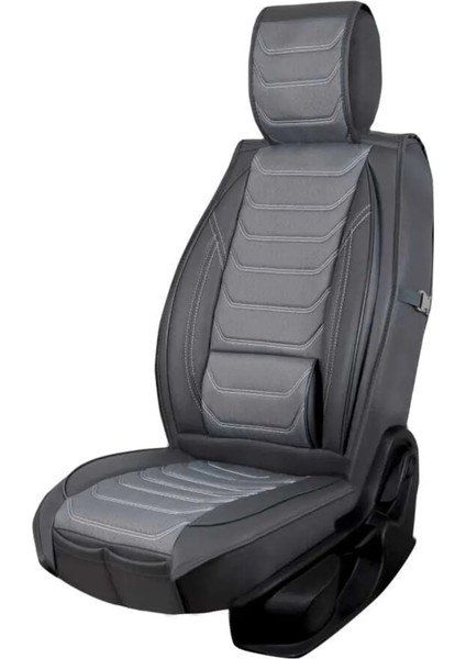 renault Clio 5 Uyumlu Yarı Deri Oto Koltuk Kılıfı Ön/arka Set Asya Series (Füme)