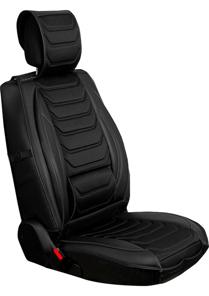 Fiat Egea Cross Uyumlu Yarı Deri Oto Koltuk Kılıfı Ön/arka Set Asya Series (Siyah)