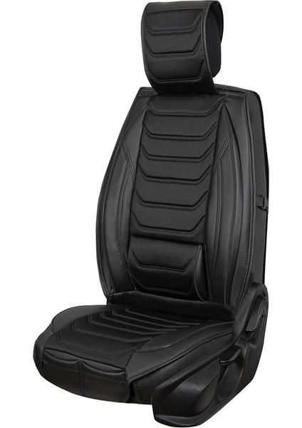 Fiat Egea Cross Uyumlu Yarı Deri Oto Koltuk Kılıfı Ön/arka Set Asya Series (Siyah)