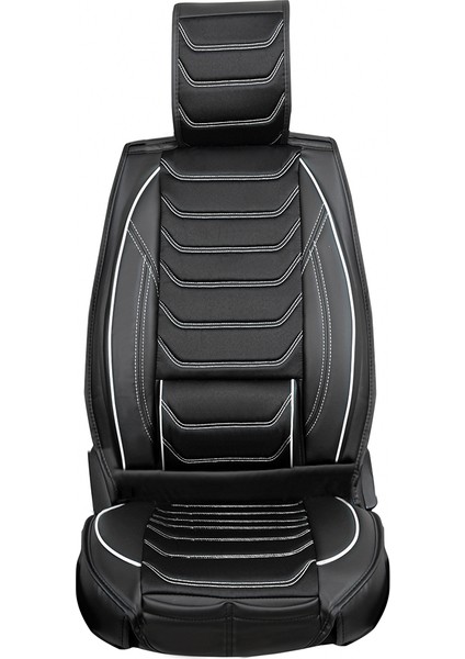 fiat Egea Hb Uyumlu Yarı Deri Oto Koltuk Kılıfı Ön/arka Set Asya Series (Siyah-Beyaz)