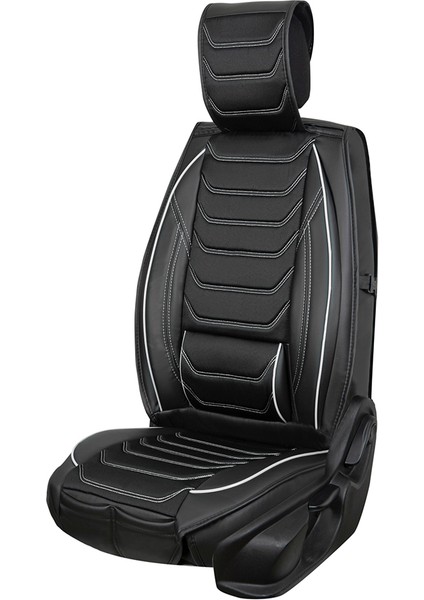 fiat Egea Hb Uyumlu Yarı Deri Oto Koltuk Kılıfı Ön/arka Set Asya Series (Siyah-Beyaz)