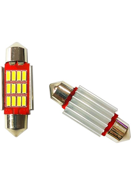 Sofit LED 12V 36MM 12 Ledli Beyaz Ampül 2'li Takım