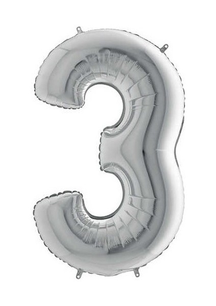 8 Tabak 8 Bardak 8 Çatal ( Lacivert ) Rakam Folyo Balon 3 Yaş ( Gümüş Gri )