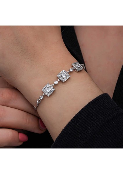 Gümüş Baget Taşlı Kadın Bileklik fiyatları