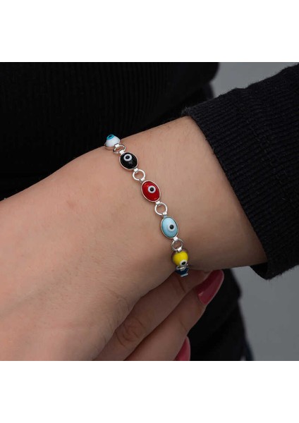 Gümüş Renkli Nazar Mineli Kadın Bileklik modelleri