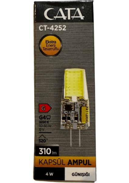 CT-4252 4W 12V 3200K (Günışığı) G4 Duylu Kapsül Ampul (8 Adet)
