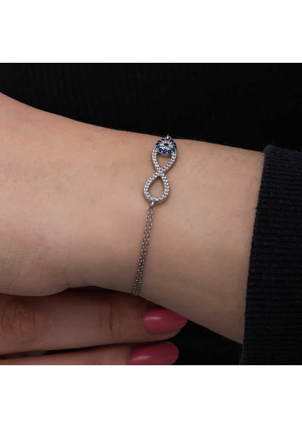 Gümüş Nazarlı Sonsuzluk Kadın Bileklik indirimleri