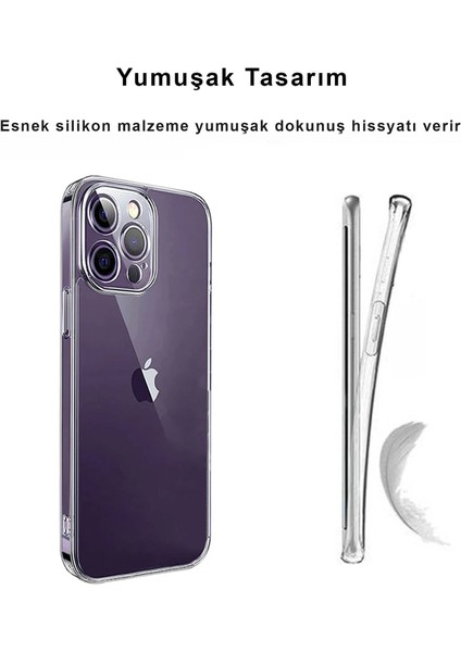 Apple iPhone 14 Pro(6.1") Kılıf Şeffaf Kamera Korumalı 1.5mm Yumuşak Silikon