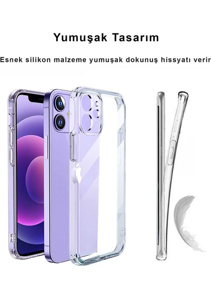 Apple iPhone 12 Kılıf Şeffaf Kamera Korumalı 1.5mm Yumuşak Silikon