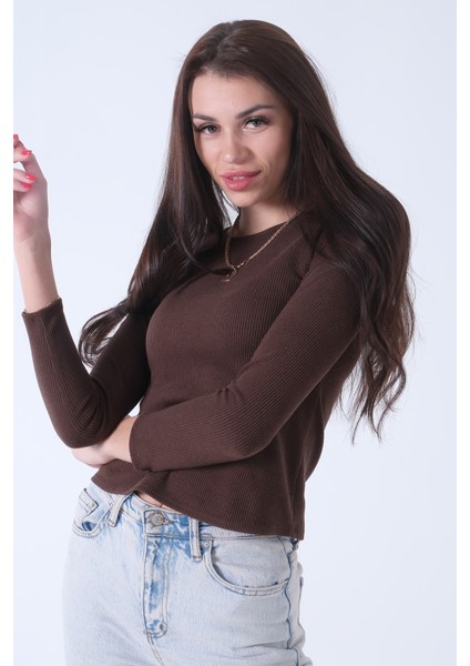 Kahve Örme Bisiklet Yaka Kazak 0103013.05 fiyatları