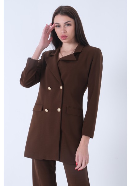 Kahve Astarlı Düğme Kapamalı Blazer Ceket 0105123.05 modelleri