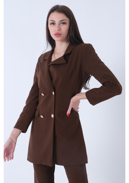 Kahve Astarlı Düğme Kapamalı Blazer Ceket 0105123.05 fırsatları