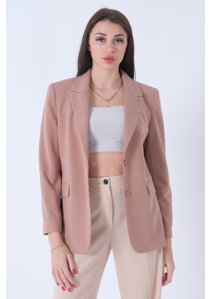 Koyu Bej Vatkalı Astarlı Blazer Ceket 0105110.376