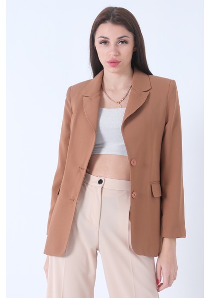 Sütlü Kahve Vatkalı Astarlı Blazer Ceket 0105110.374