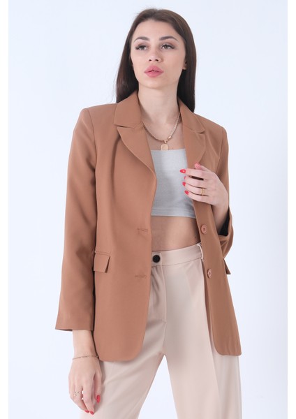 Sütlü Kahve Vatkalı Astarlı Blazer Ceket 0105110.374