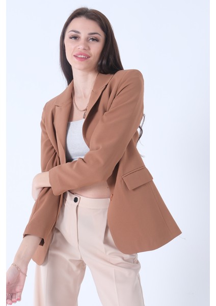 Sütlü Kahve Vatkalı Astarlı Blazer Ceket 0105110.374