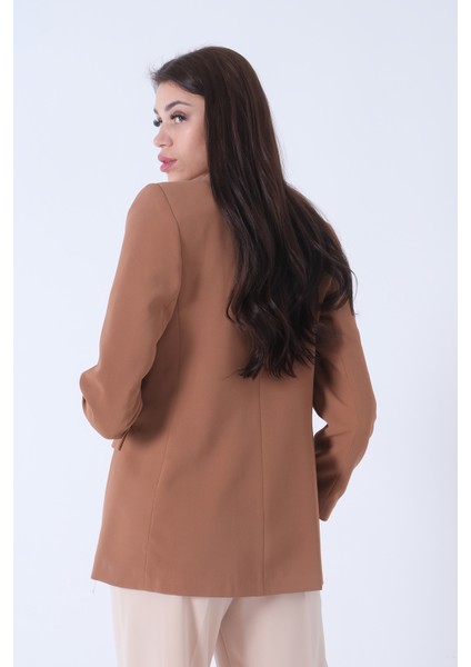 Sütlü Kahve Vatkalı Astarlı Blazer Ceket 0105110.374