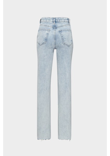 Açelyaokcu Orta Bel Likralı Straight Light Blue Düz Paça Dikişsiz Jean modelleri