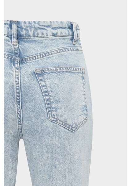 Açelyaokcu Orta Bel Likralı Straight Light Blue Düz Paça Dikişsiz Jean fırsatları