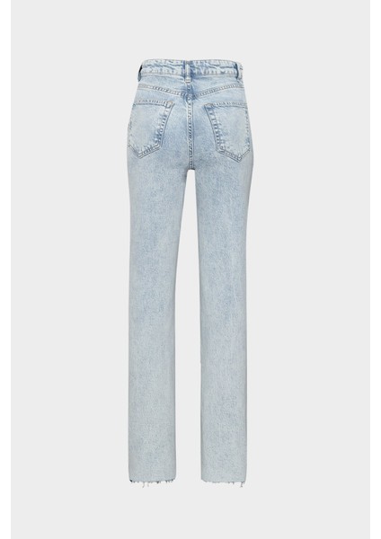 Açelyaokcu Orta Bel Likralı Straight Light Blue Düz Paça Dikişsiz Jean modelleri