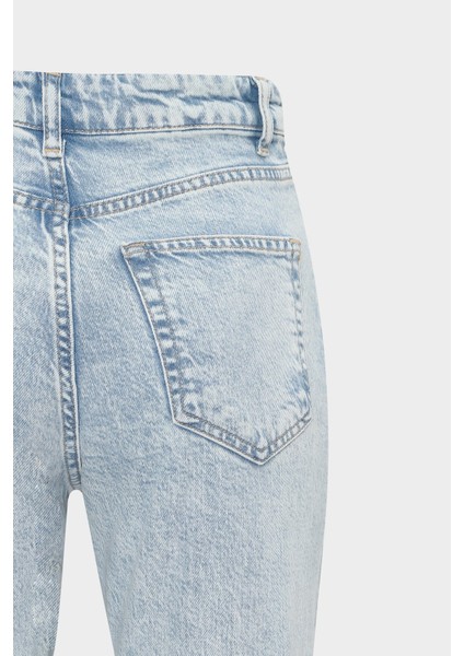 Açelyaokcu Orta Bel Likralı Straight Light Blue Düz Paça Dikişsiz Jean fırsatları