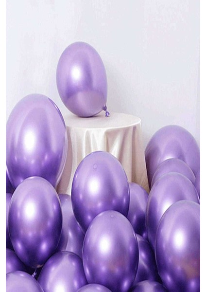 Krom Metalik Mor Balon 10 Adet