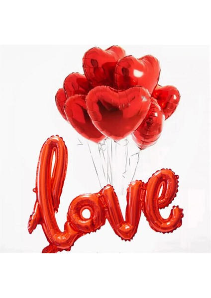 Love Yazılı Sevgiliye Süpriz Kutlama Folyo Balon Set