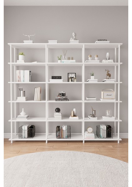 Çevir Kur 200 cm Beyaz Kitaplık Bd