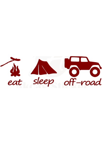 Eat Slepp Offroad Oto Sticker 4x4 Sticker Kırmızı 40*13 cm