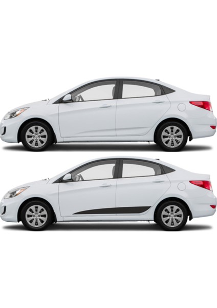 Hyundaı Accent Blue Için Uyumlu Aksesuar Yan Çizgi Sticker Siyah