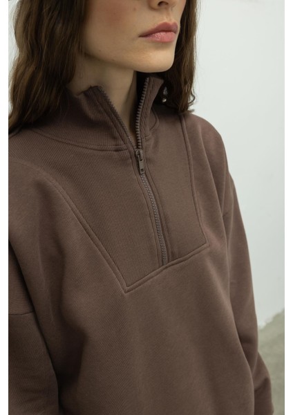 Fermuarlı Balıkçı Yaka Sweatshirt indirimleri