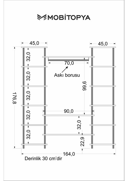 Çevir Kur Elbise Dolabı 164 cm Beyaz