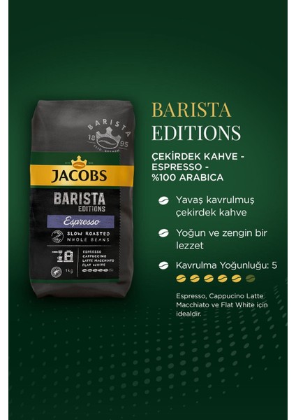 Barista Editions Çekirdek Kahve %100 Arabica Espresso 1 kg x 4 Paket