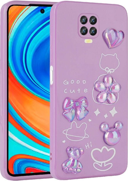 Xiaomi Redmi Note 9s Uyumlu Kılıf Renkli Kabartma Figürlü Parlak Telefon Kılıfı Kapak
