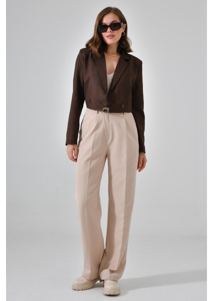 Kahve Kruvaze Crop Blazer Ceket fiyatları