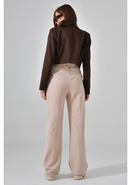 Kahve Kruvaze Crop Blazer Ceket indirimleri