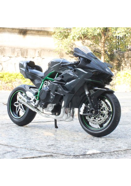 12 Kawasaki H2R Simülasyon Alaşım Ses ve Işık Motosiklet Ninja Modeli Çocuk Oyuncak Süsleri 1:12 Taban Kutulu Ducati Vs4 Siyah (Yurt Dışından)