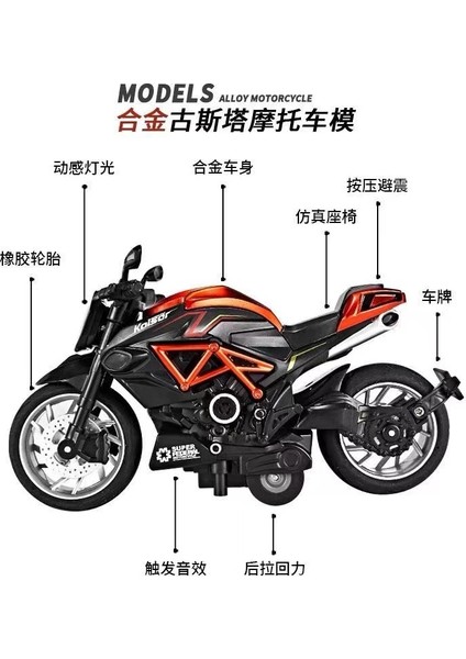 Çocuk Oyuncak Polis Arabası Modeli Simülasyon Motosiklet Alaşım Araba Modeli Çocuk Geri Çekilebilir Oyuncak Araba Işık ve Ses Efektleri Erkek [wolverine] Kırmızı 15*7.5*8 (Yurt Dışından)