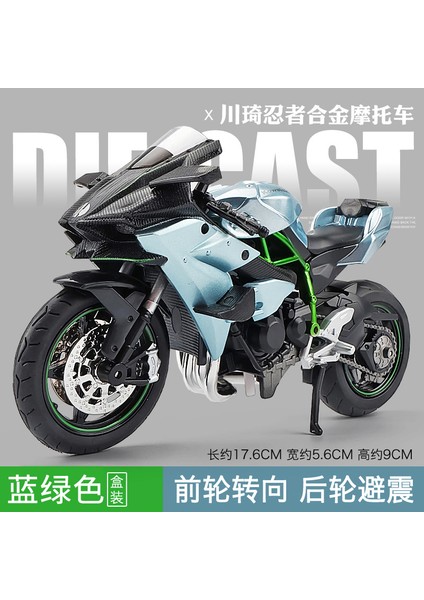 Simüle Edilmiş Motosiklet Modeli Süsleri, Modaya Uygun Oyuncak Figürler, Dekorasyon Malzemeleri, Alaşımlı Üst Düzey Çocuk Oyuncakları, Araba Satıcıları Süper 1:12 Kawasaki H2R Mavi (Yurt Dışından)