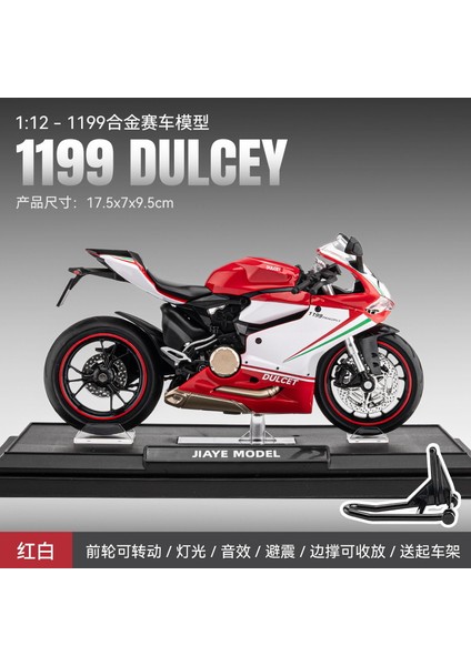 1:12 Kawasaki Motosiklet Modeli Ducati Alaşım Motosiklet Modeli Çocuk Pürüzsüz Çizgi ile Sesli 1:12 Jiaye Ducat-Kutu-Kırmızı (Yurt Dışından)