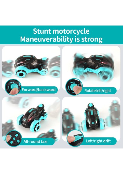 Çocuk Dublör Motosikleti Sprey Uzaktan Kumandalı Araba 2.4g Drift Rotasyon Yüksek Hızlı Yan Seyahat Off-Road Uzaktan Kumandalı Motosiklet (Kırmızı) Ingilizce Bir (Yurt Dışından)